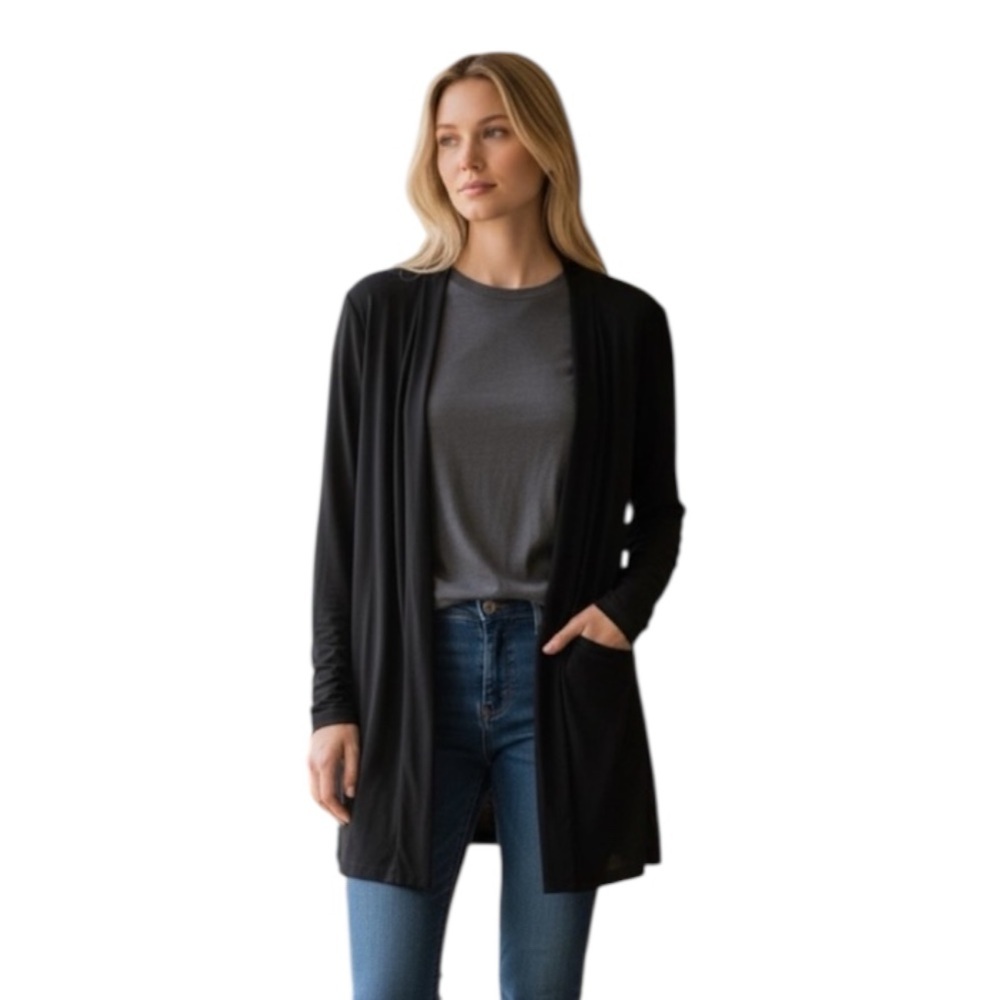 D&Co Black Open Lightweight Cardigan